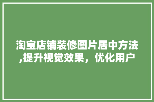 淘宝店铺装修图片居中方法,提升视觉效果，优化用户体验