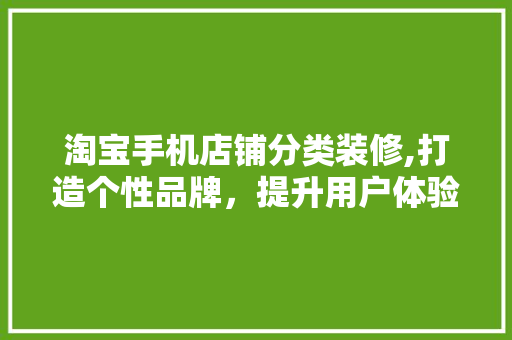 淘宝手机店铺分类装修,打造个性品牌，提升用户体验