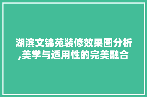 湖滨文锦苑装修效果图分析,美学与适用性的完美融合