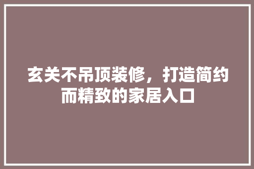 玄关不吊顶装修，打造简约而精致的家居入口