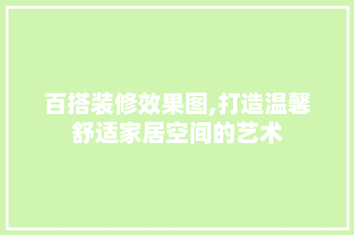 百搭装修效果图,打造温馨舒适家居空间的艺术