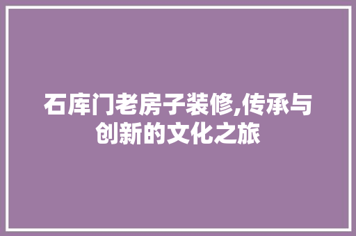 石库门老房子装修,传承与创新的文化之旅
