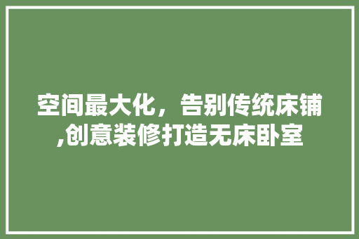 空间最大化，告别传统床铺,创意装修打造无床卧室