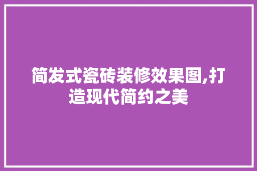 简发式瓷砖装修效果图,打造现代简约之美