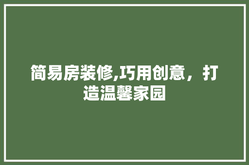 简易房装修,巧用创意，打造温馨家园