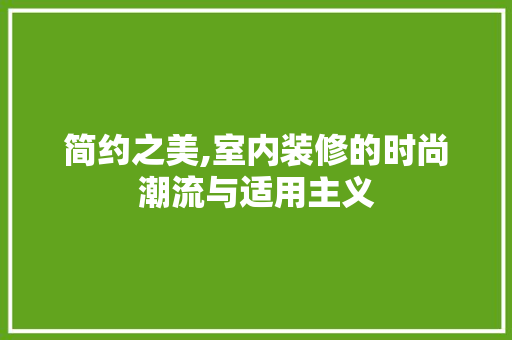 简约之美,室内装修的时尚潮流与适用主义