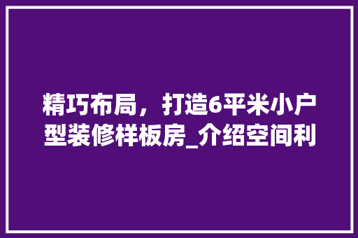 精巧布局，打造6平米小户型装修样板房_介绍空间利用的艺术