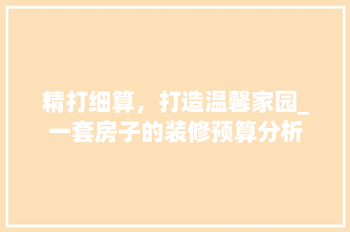 精打细算，打造温馨家园_一套房子的装修预算分析