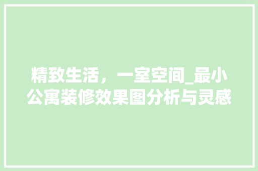 精致生活，一室空间_最小公寓装修效果图分析与灵感分享