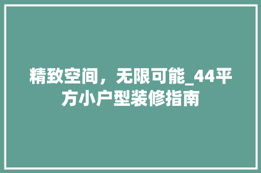 精致空间，无限可能_44平方小户型装修指南