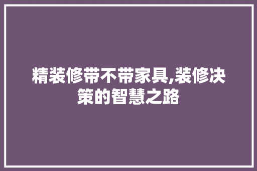 精装修带不带家具,装修决策的智慧之路