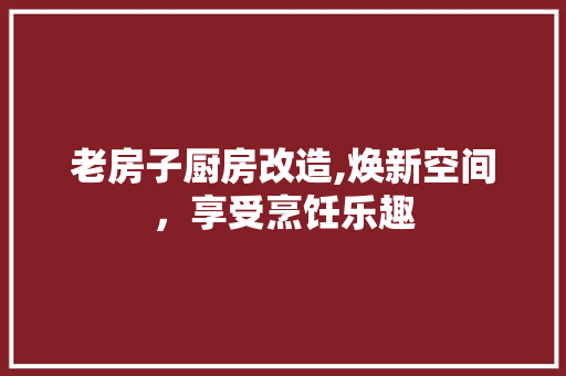 老房子厨房改造,焕新空间，享受烹饪乐趣