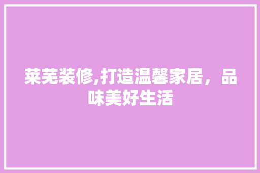 莱芜装修,打造温馨家居，品味美好生活