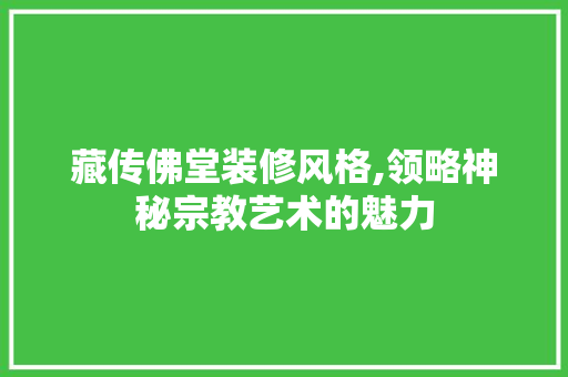 藏传佛堂装修风格,领略神秘宗教艺术的魅力