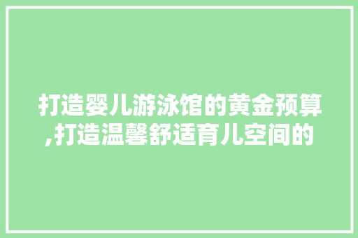 打造婴儿游泳馆的黄金预算,打造温馨舒适育儿空间的艺术