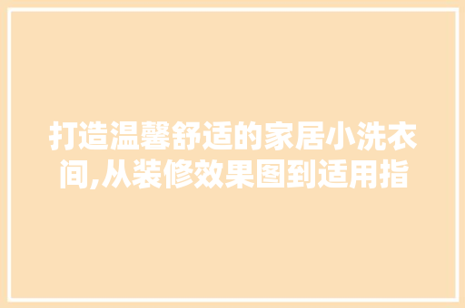 打造温馨舒适的家居小洗衣间,从装修效果图到适用指南