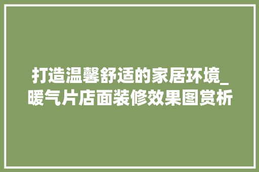 打造温馨舒适的家居环境_暖气片店面装修效果图赏析