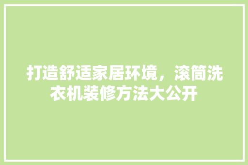 打造舒适家居环境，滚筒洗衣机装修方法大公开