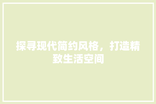 探寻现代简约风格，打造精致生活空间