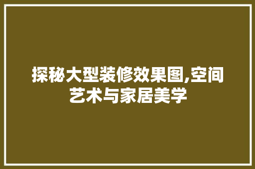探秘大型装修效果图,空间艺术与家居美学