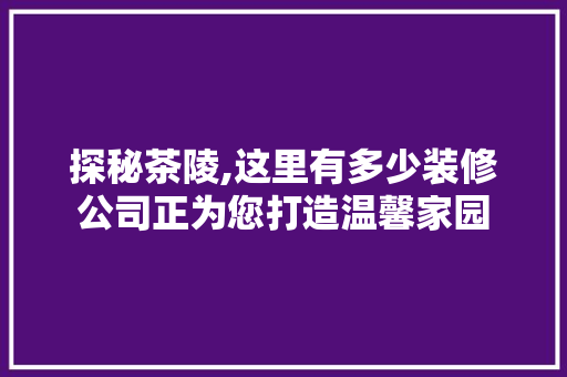 探秘茶陵,这里有多少装修公司正为您打造温馨家园