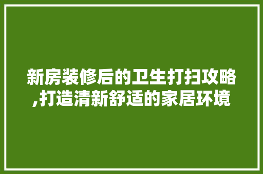 新房装修后的卫生打扫攻略,打造清新舒适的家居环境