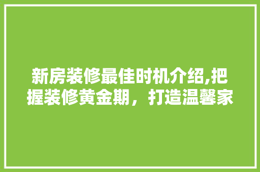 新房装修最佳时机介绍,把握装修黄金期，打造温馨家园