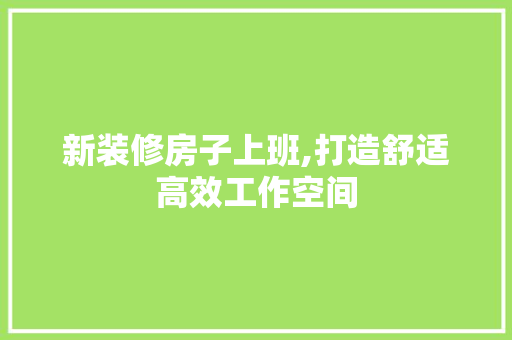 新装修房子上班,打造舒适高效工作空间
