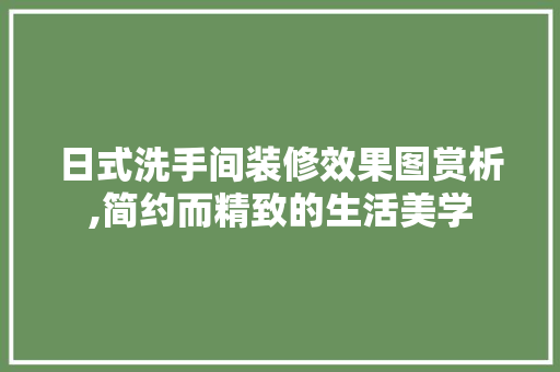 日式洗手间装修效果图赏析,简约而精致的生活美学