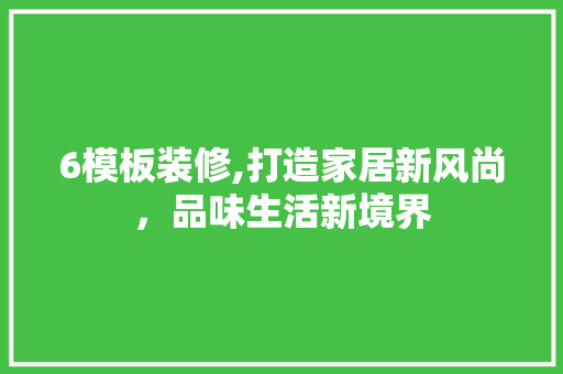 6模板装修,打造家居新风尚，品味生活新境界