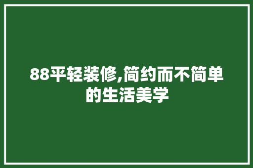 88平轻装修,简约而不简单的生活美学