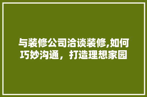 与装修公司洽谈装修,如何巧妙沟通，打造理想家园
