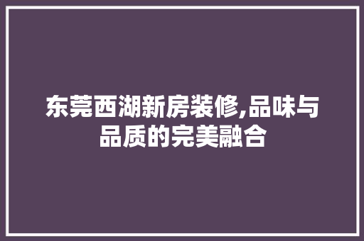 东莞西湖新房装修,品味与品质的完美融合