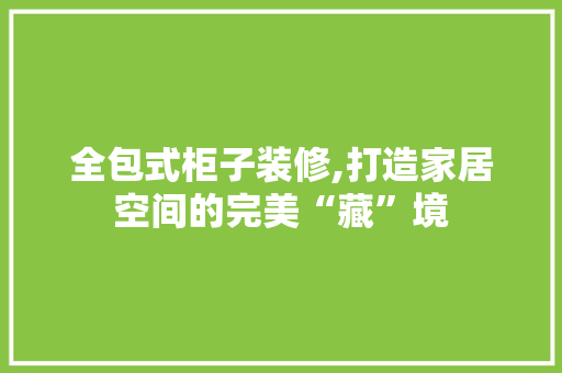全包式柜子装修,打造家居空间的完美“藏”境