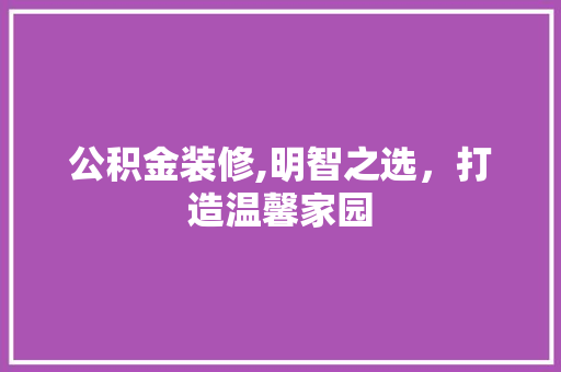 公积金装修,明智之选，打造温馨家园