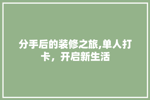 分手后的装修之旅,单人打卡，开启新生活