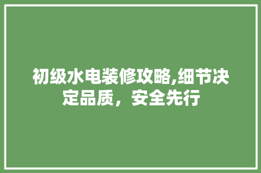 初级水电装修攻略,细节决定品质，安全先行