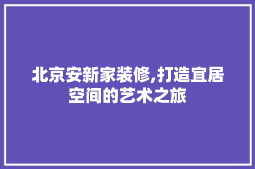 北京安新家装修,打造宜居空间的艺术之旅