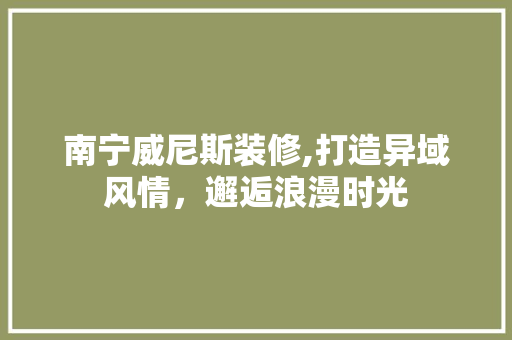 南宁威尼斯装修,打造异域风情，邂逅浪漫时光