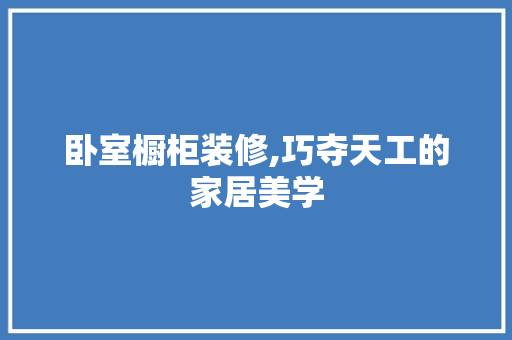卧室橱柜装修,巧夺天工的家居美学