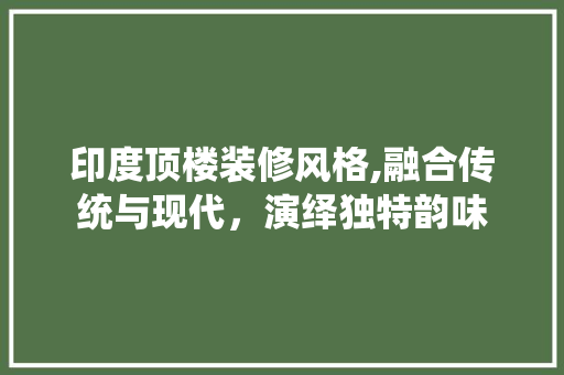 印度顶楼装修风格,融合传统与现代，演绎独特韵味