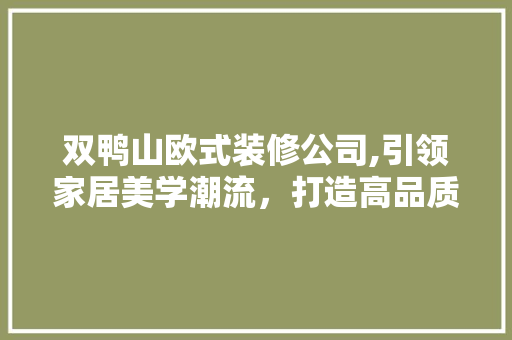 双鸭山欧式装修公司,引领家居美学潮流，打造高品质生活空间