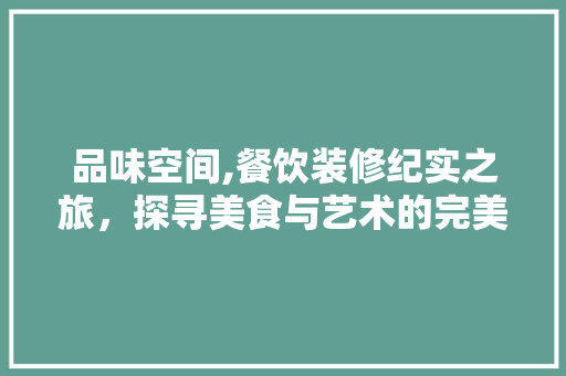 品味空间,餐饮装修纪实之旅，探寻美食与艺术的完美融合