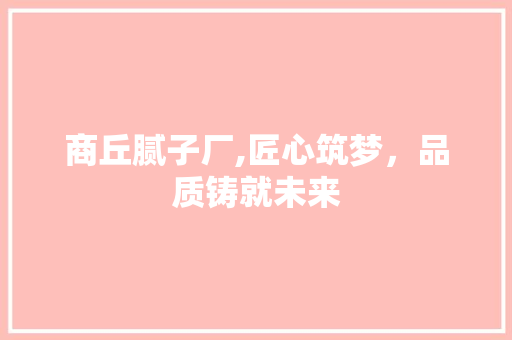 商丘腻子厂,匠心筑梦，品质铸就未来