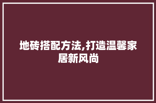 地砖搭配方法,打造温馨家居新风尚