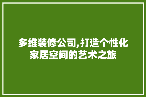 多维装修公司,打造个性化家居空间的艺术之旅