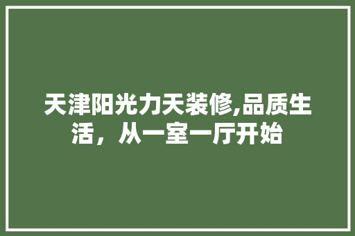 天津阳光力天装修,品质生活，从一室一厅开始