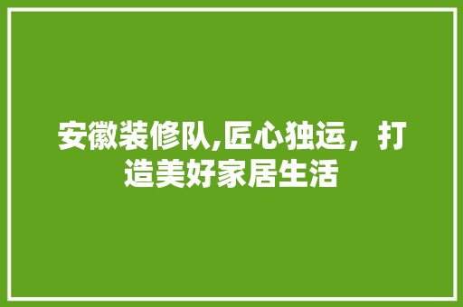 安徽装修队,匠心独运，打造美好家居生活