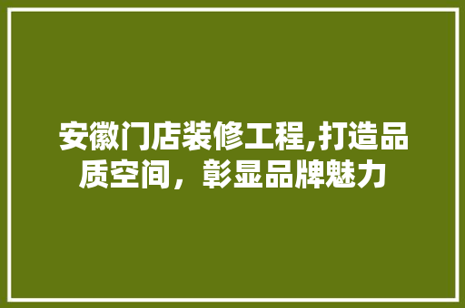 安徽门店装修工程,打造品质空间，彰显品牌魅力