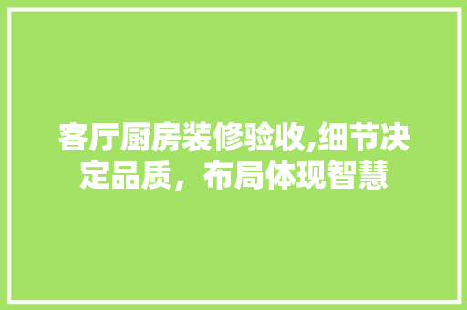 客厅厨房装修验收,细节决定品质，布局体现智慧